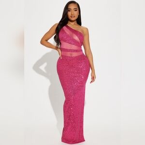 Fuschia sequins maxi dress